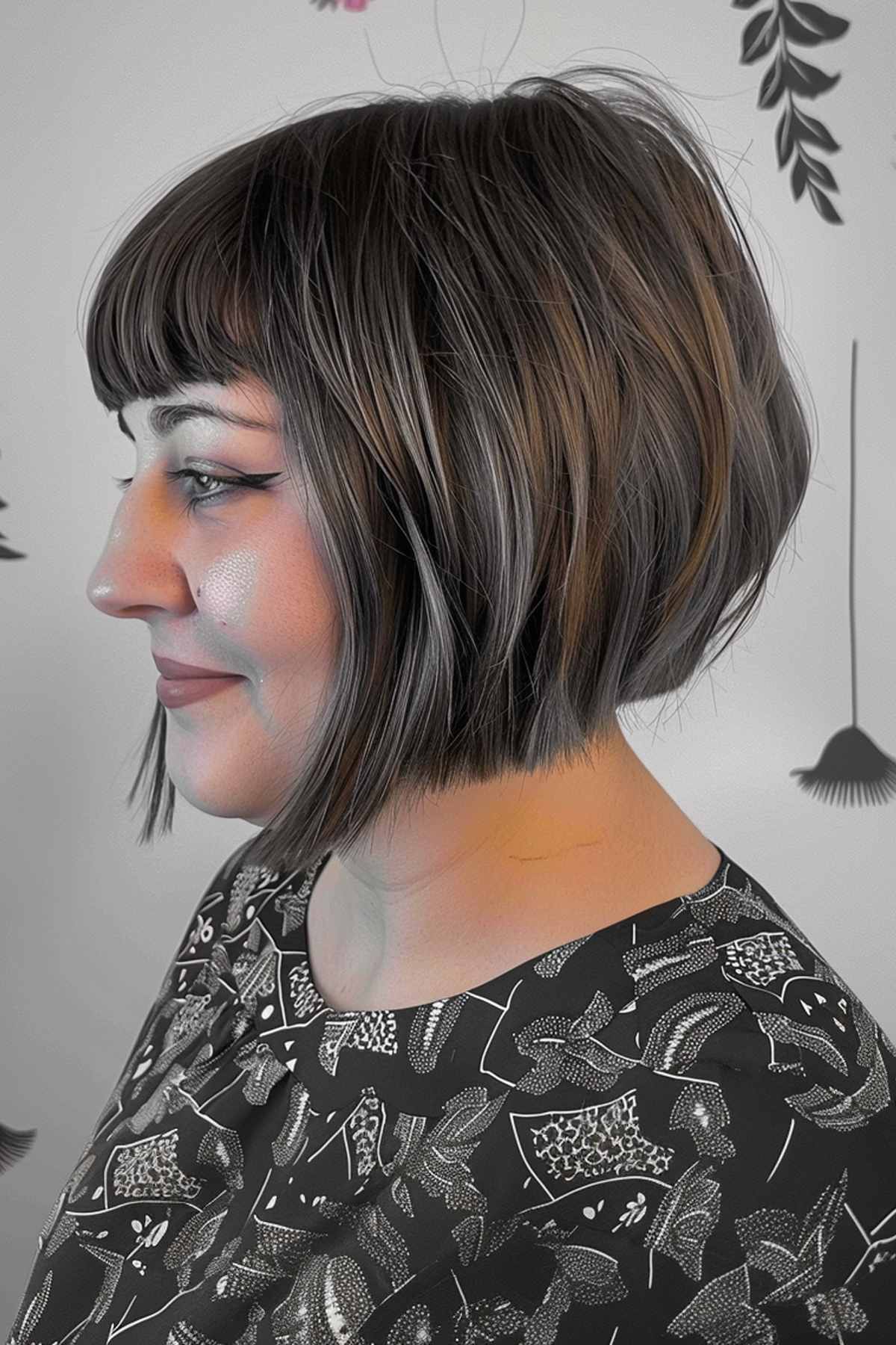 Add baby bangs to an edgy chin-length bob for a bold and trendy look.