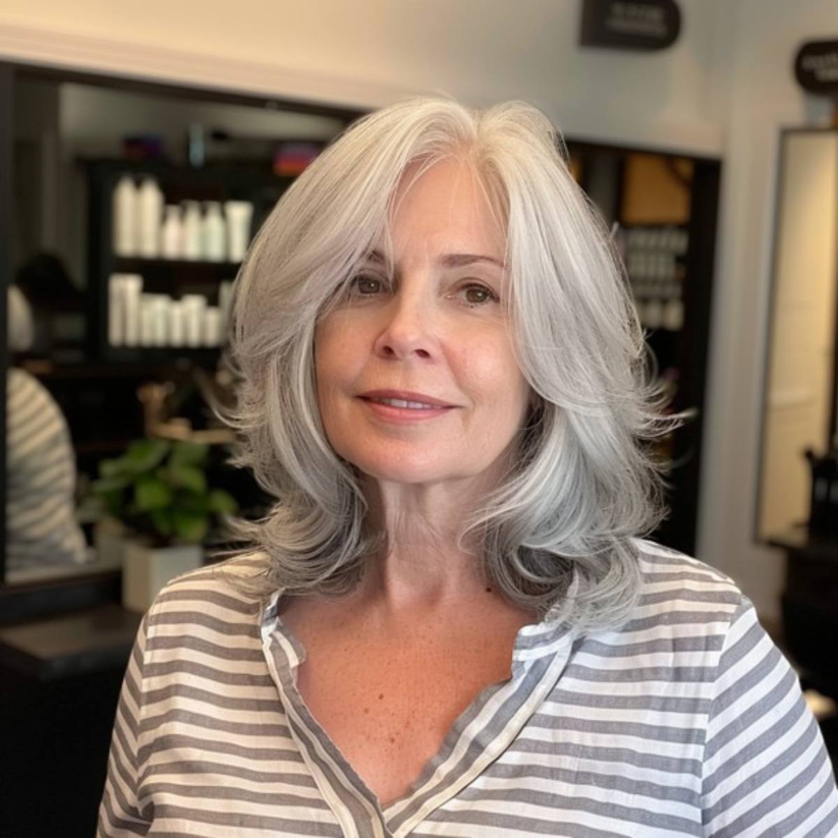 Edgy Classy Mid-Length Chop for Senior Women Over 60
