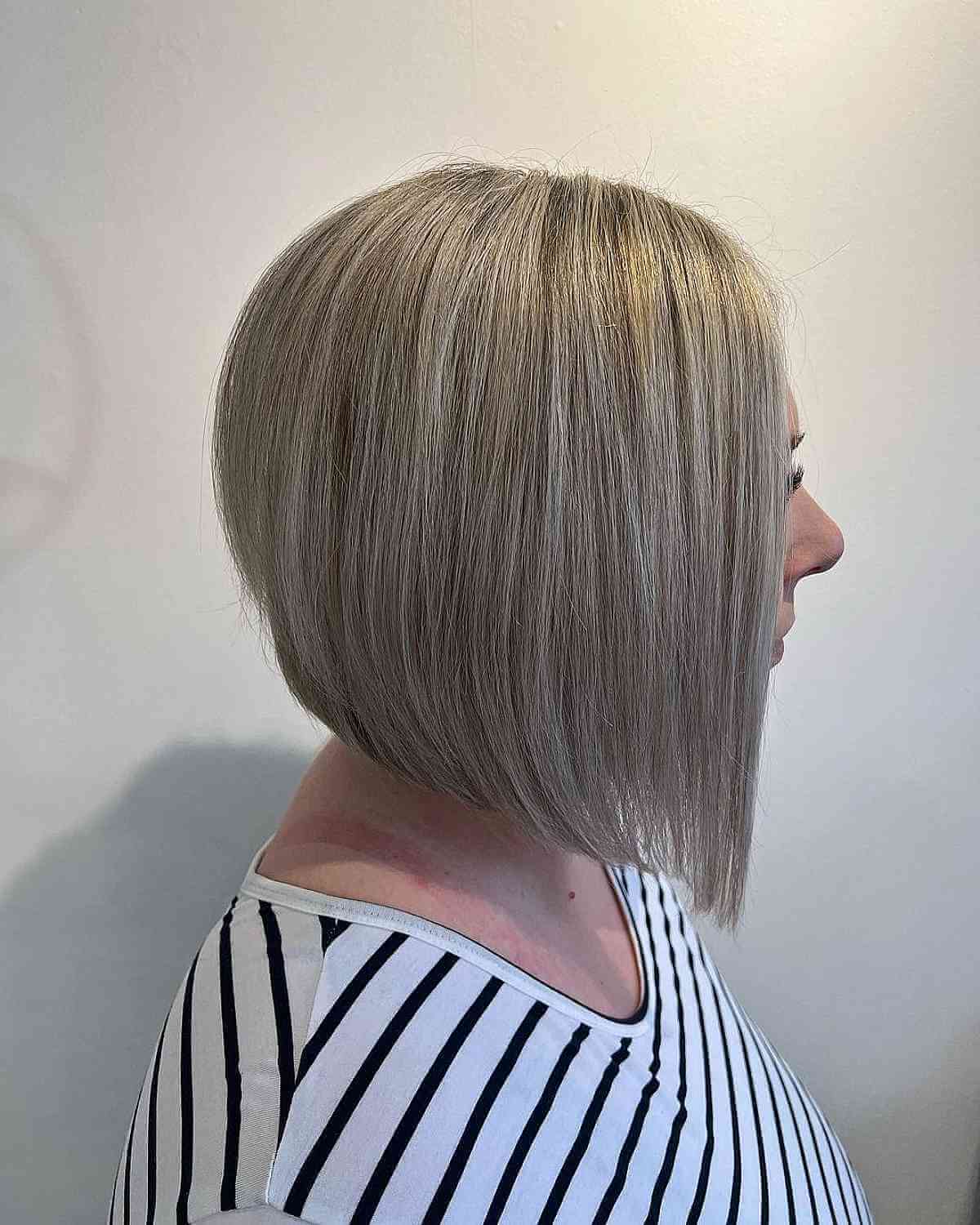 Edgy Long Stacked Bob for Finer Hair
