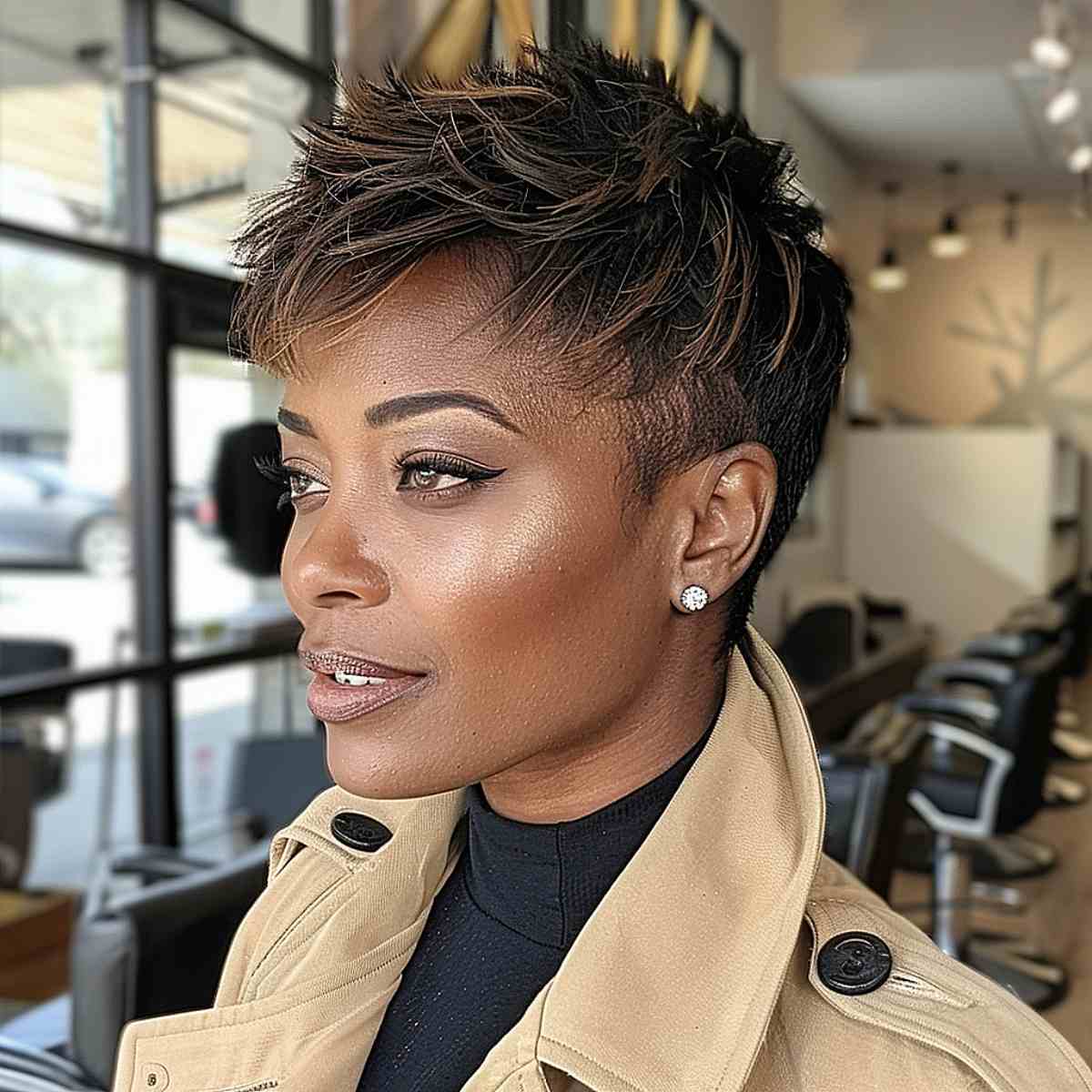 Edgy Razor Cut hairstyle for Black Women