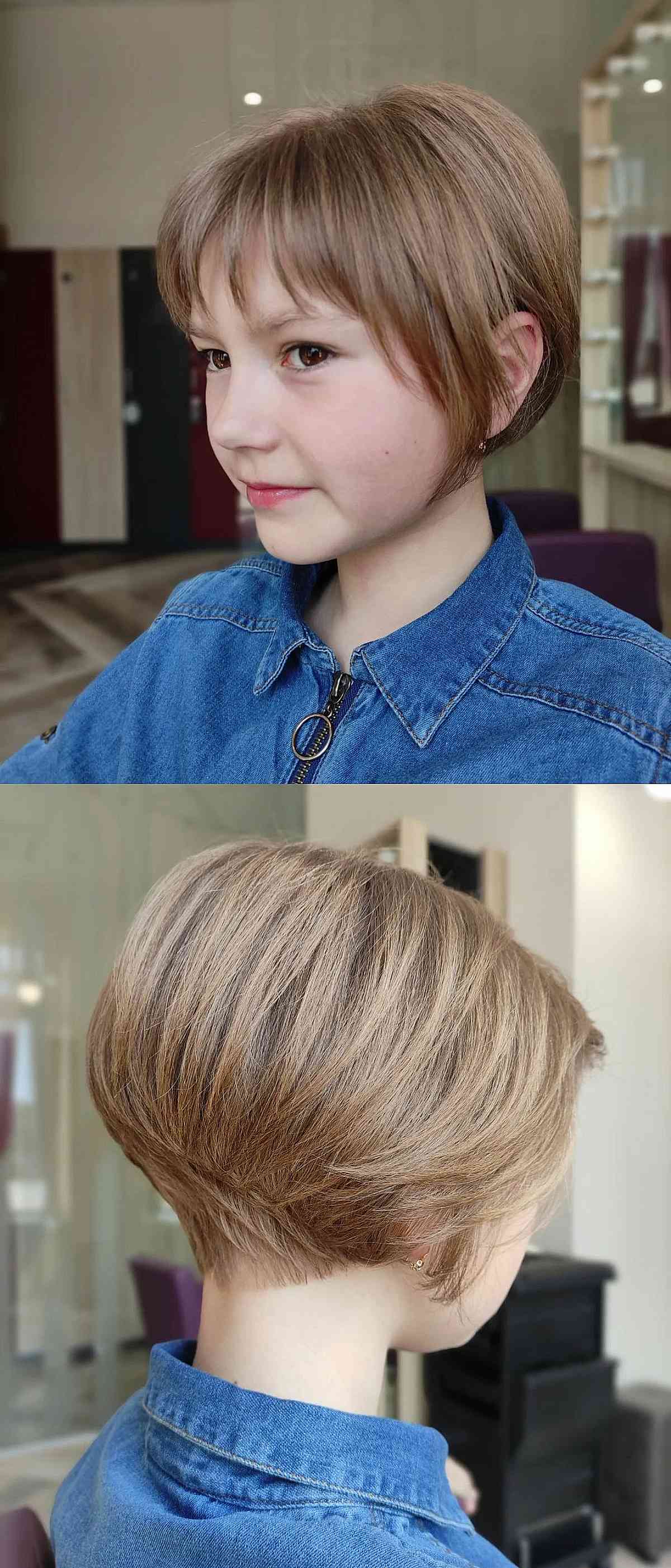 Edgy stacked bob for little girls with short hair