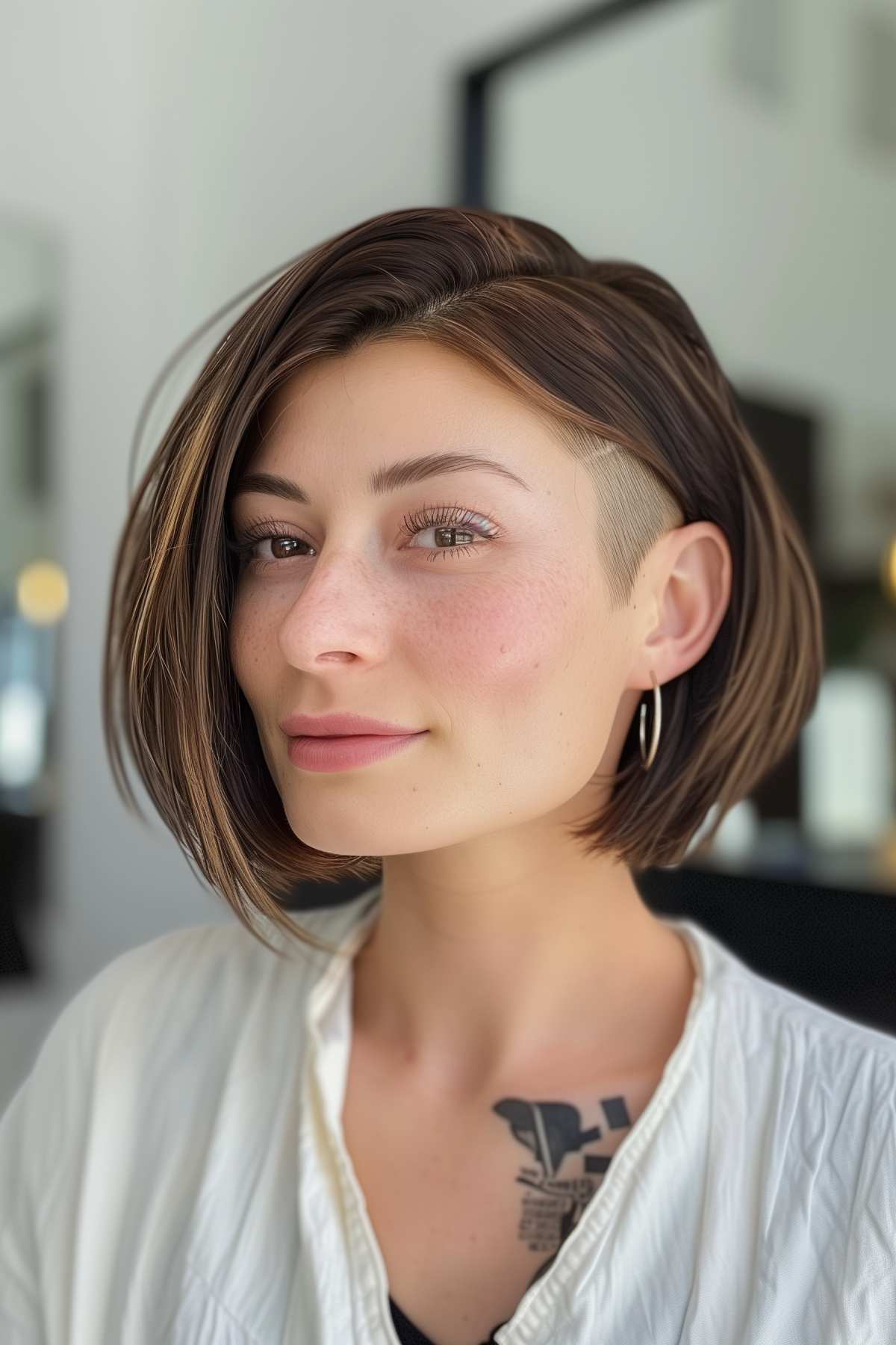 Edgy undercut bob hairstyle for thick hair