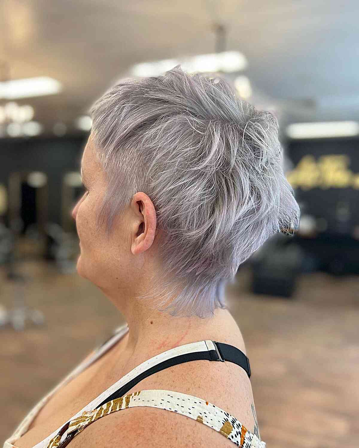 Edgy Undercut Shaggy Pixie Mullet on Ladies Over 70