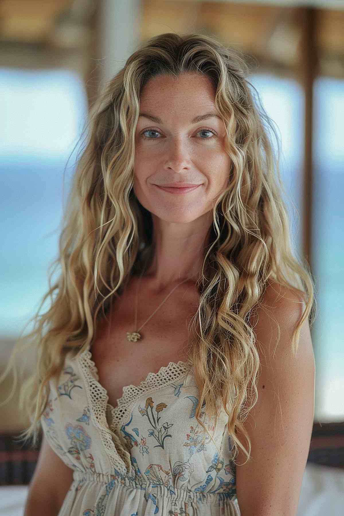 Effortless beach waves for long hair with natural texture