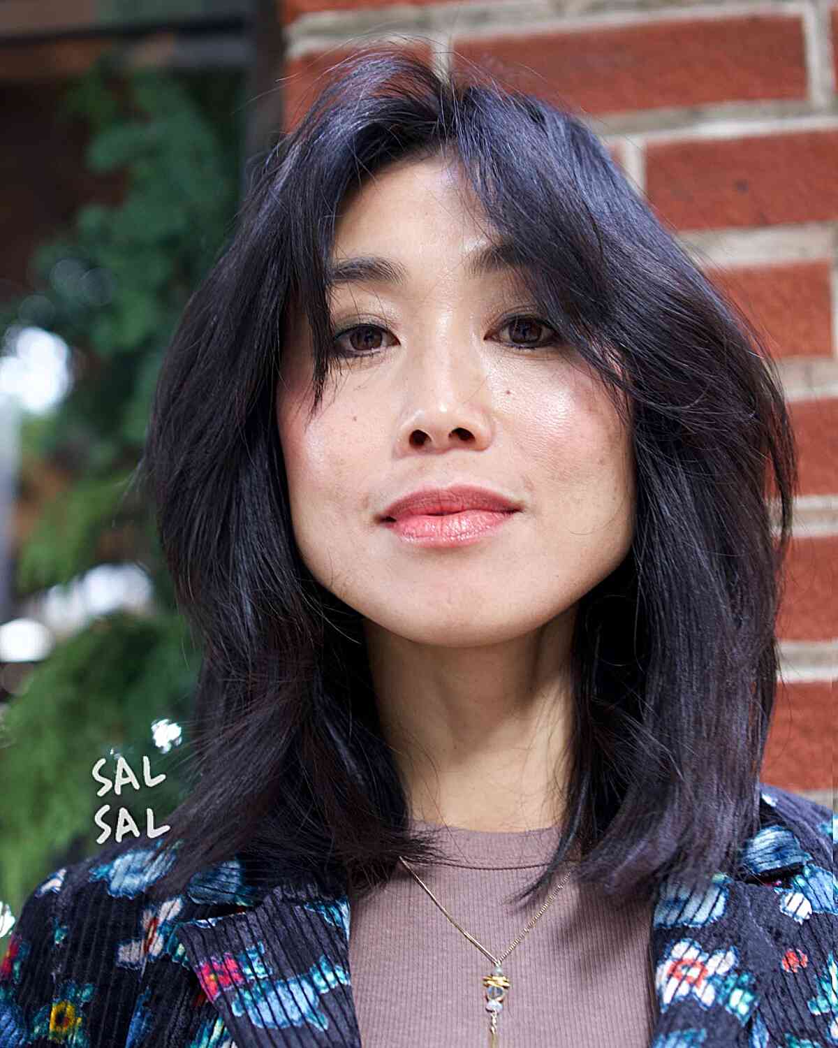 Effortless Layered Mid-Length Cut with Curtain Fringe for fine hair types