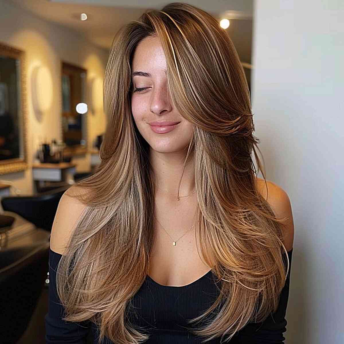 long layering hair Long Hairstyles For Round Faces