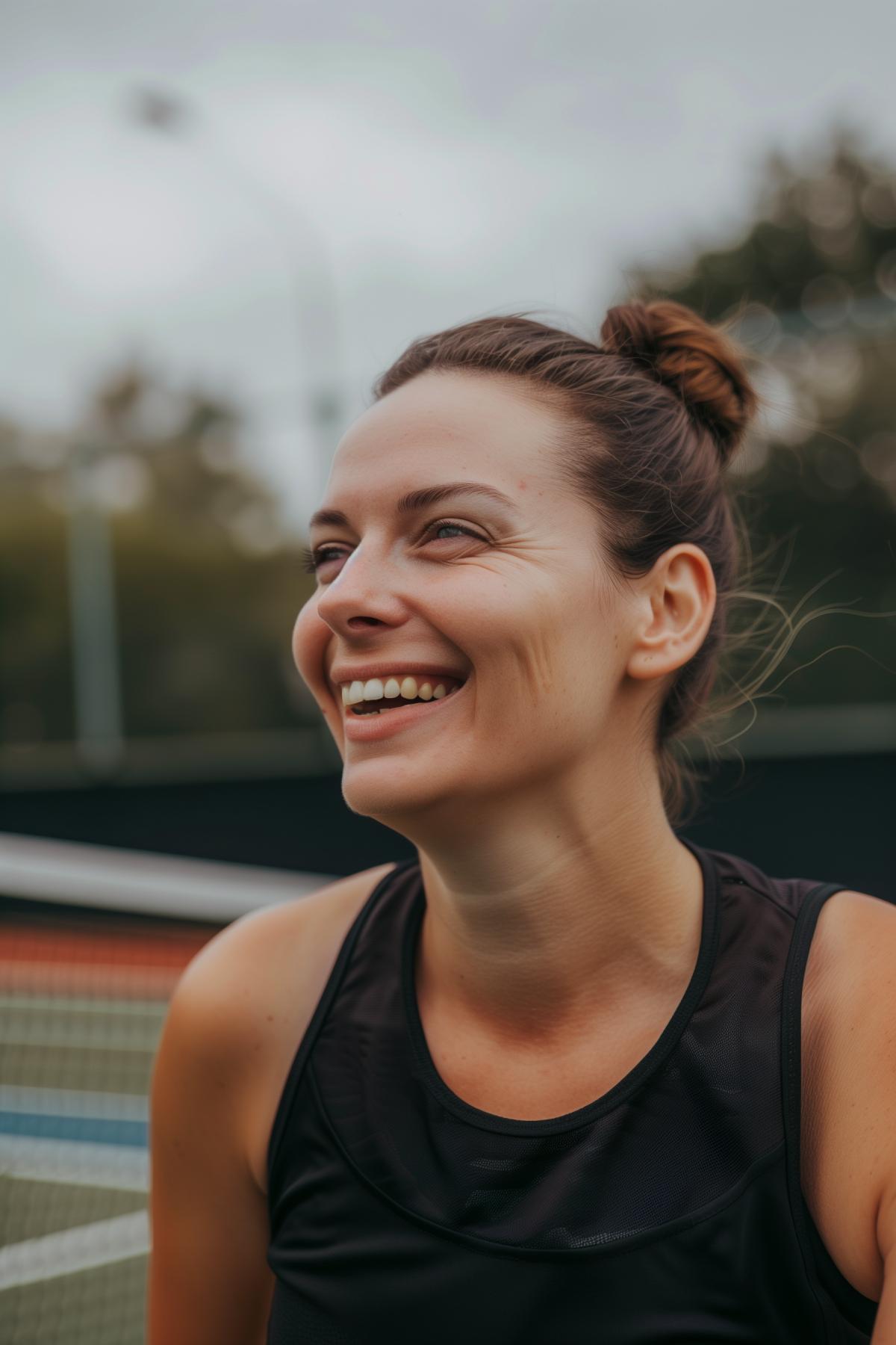 Effortless simple bun for active days on the tennis court