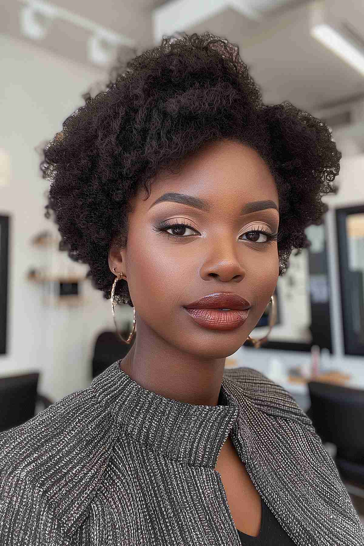 Elegant coily bob for natural hair with defined coils