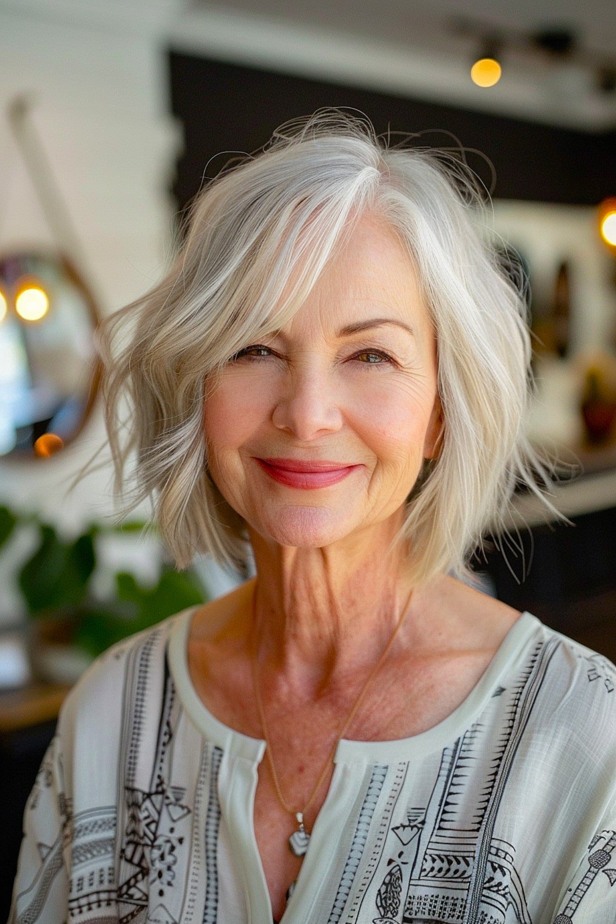 Layered bob for African-American women with silver tones