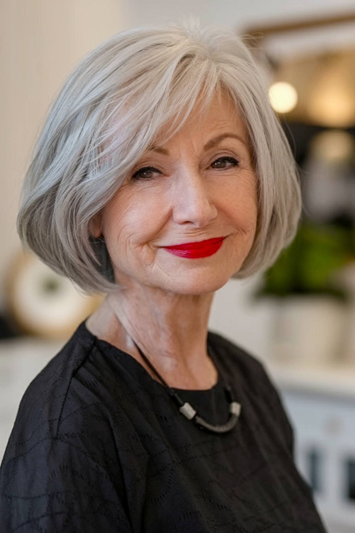 Classic bob hairstyle for women over 70