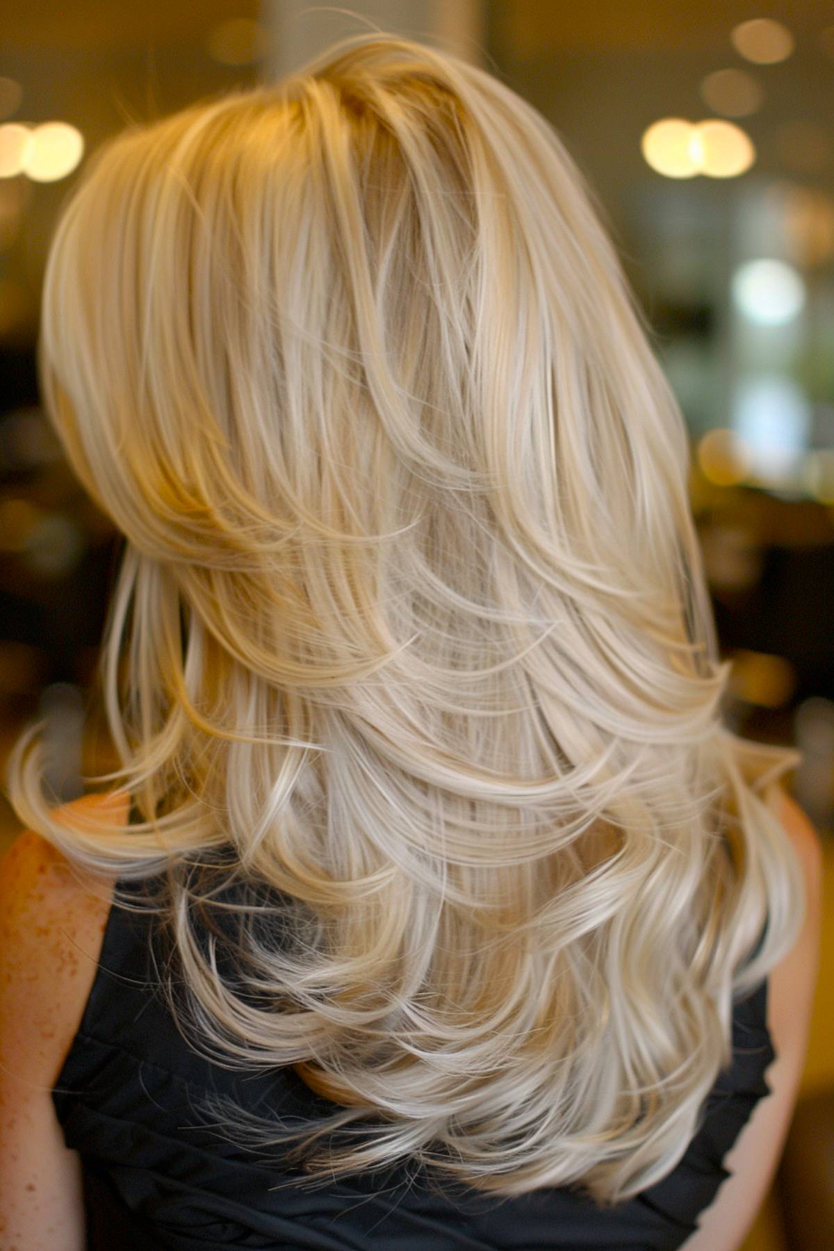 Long layered winter blonde hair