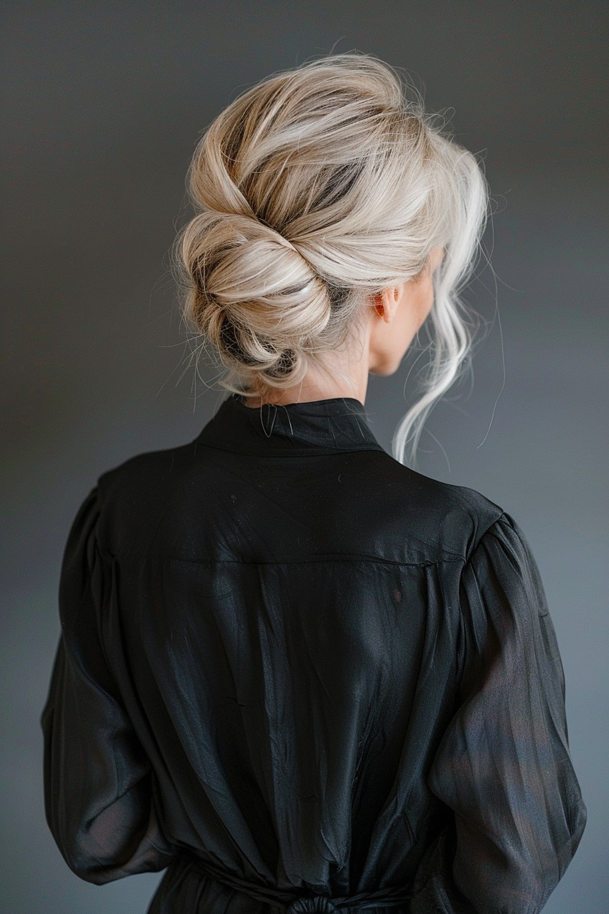 Twisted updo hairstyle for women over 60