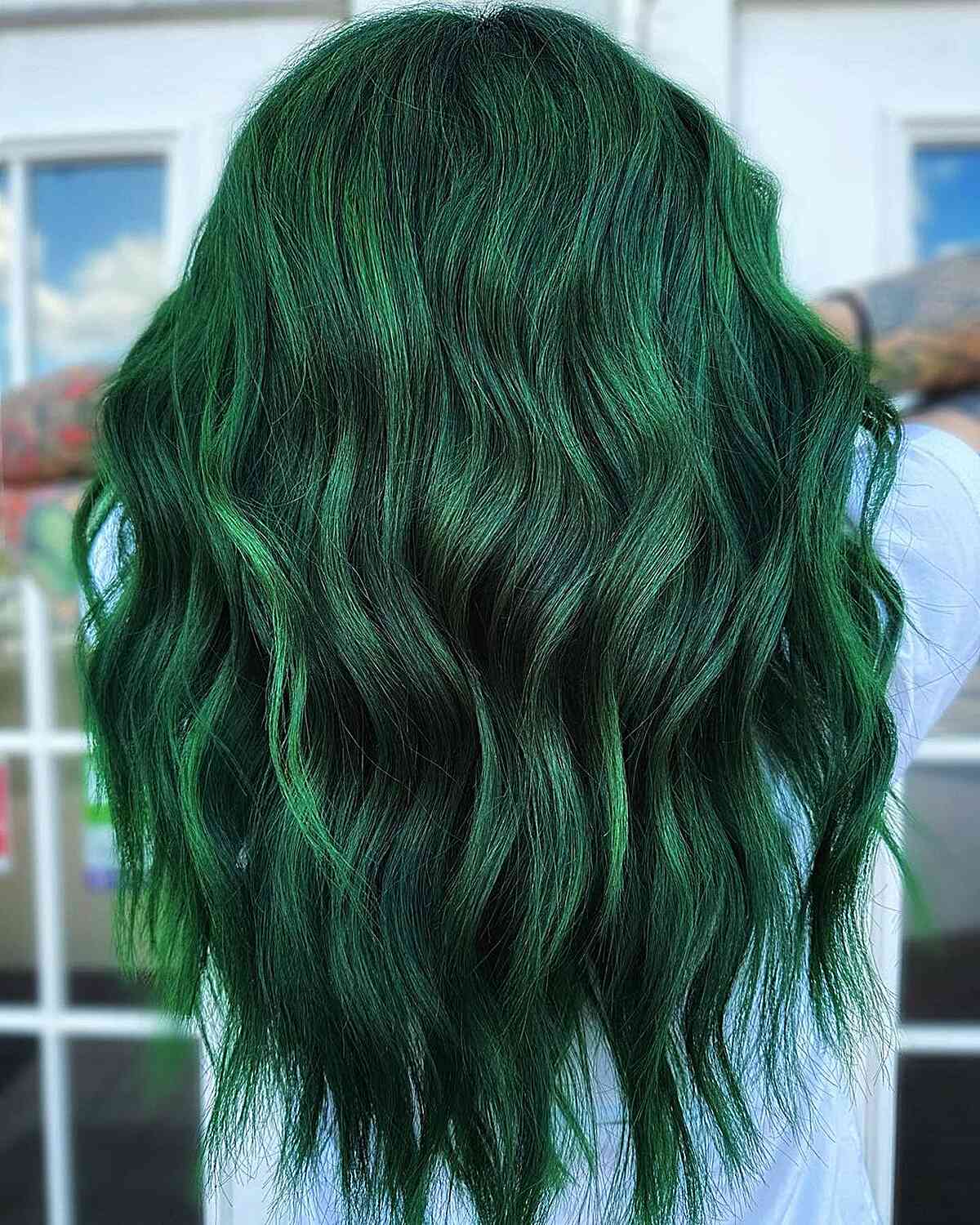 Emerald and Lighter Green Tones Hair
