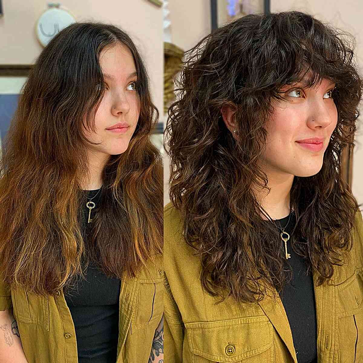 Enhanced Curly Shag for brunette women