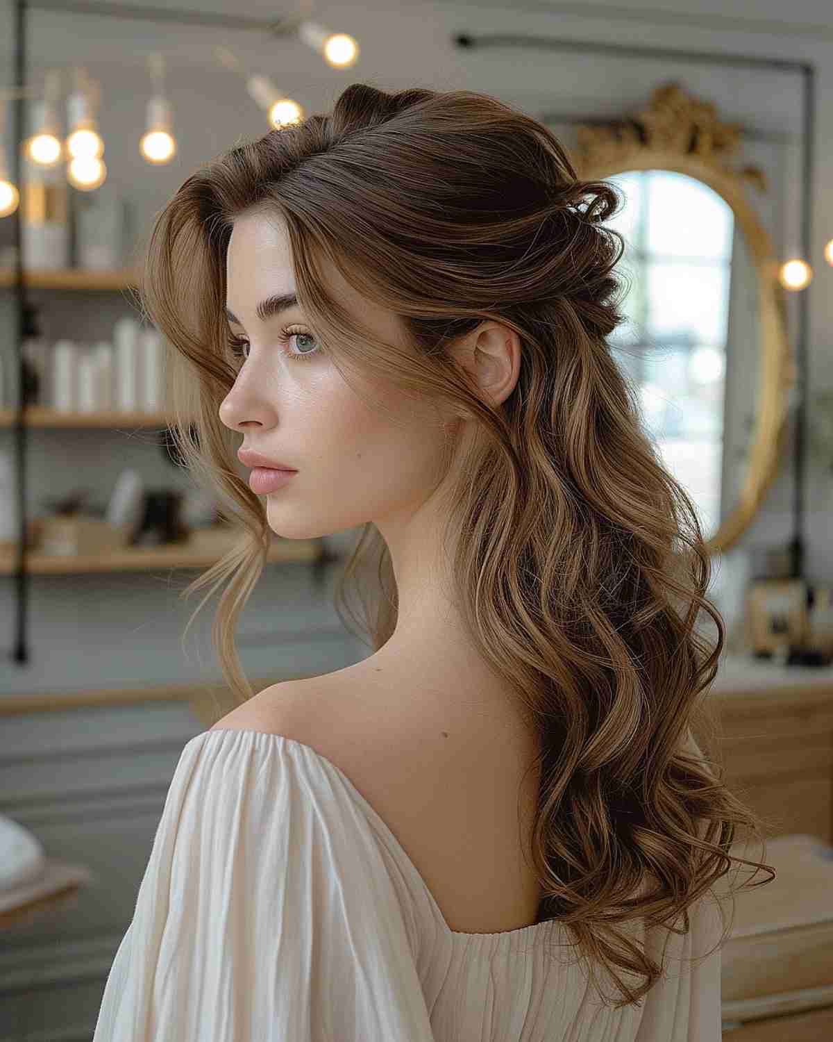 Ethereal Half-Up Half-Down with Soft Curls