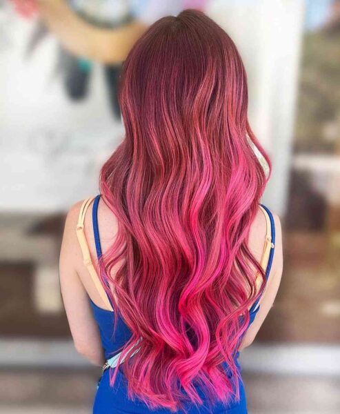 An Extra Long Bright Pink Ombre