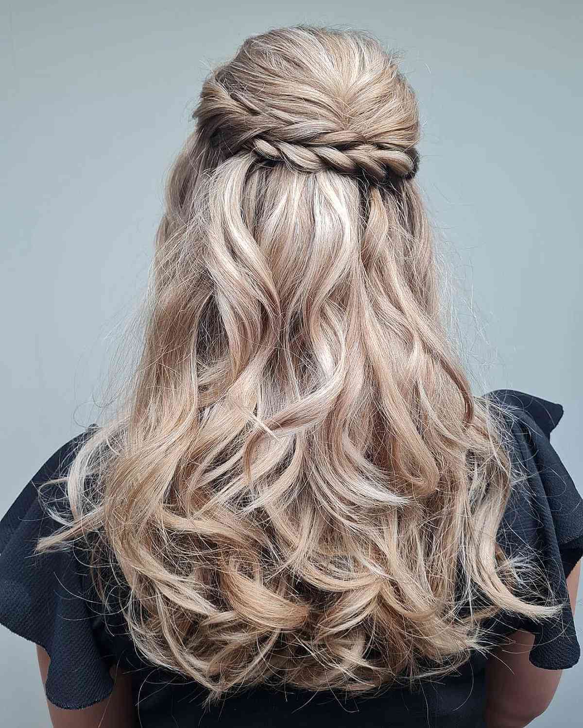 Eye-Catching Half Updo with Braided Chains