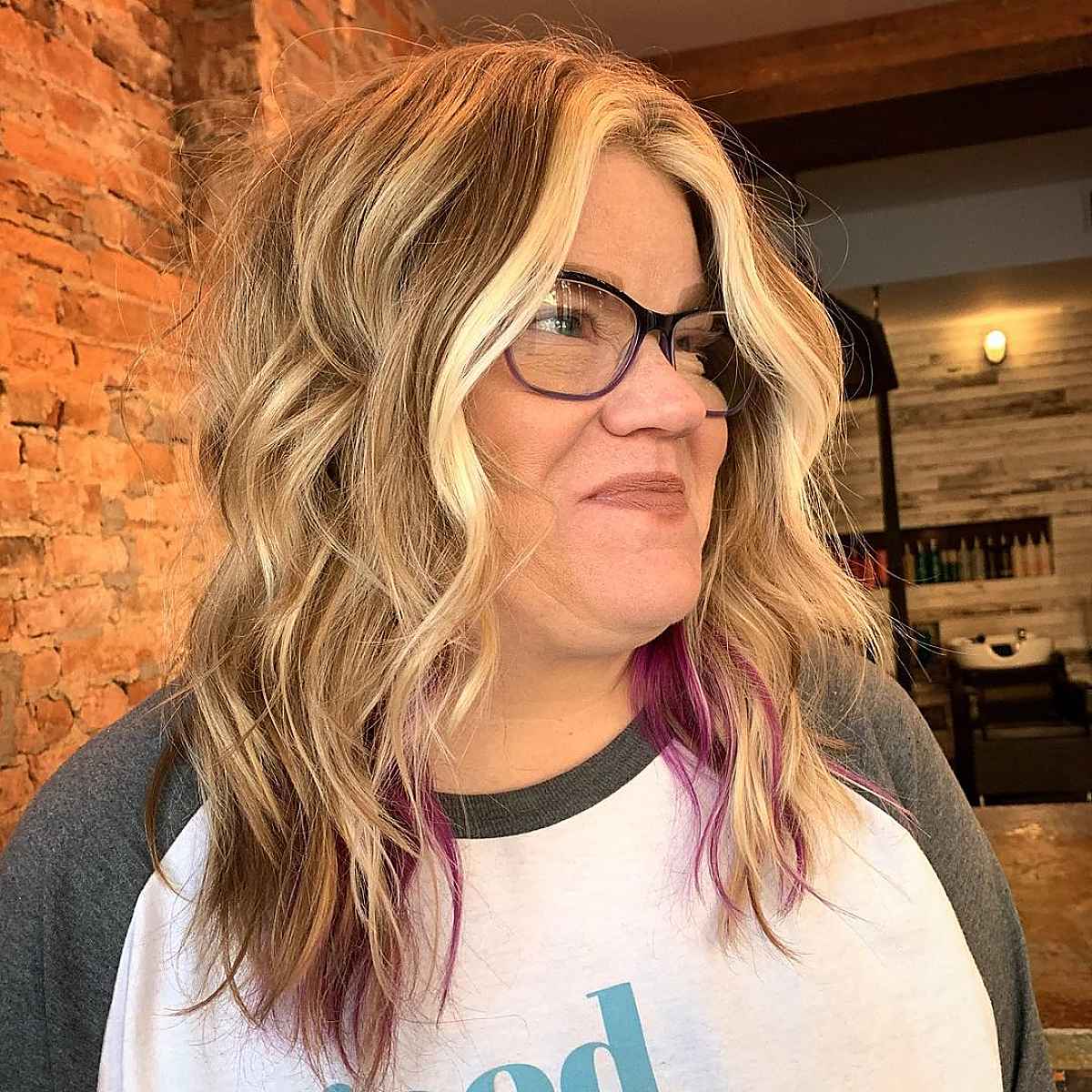 Face-Framing Balayage for Women with Glasses