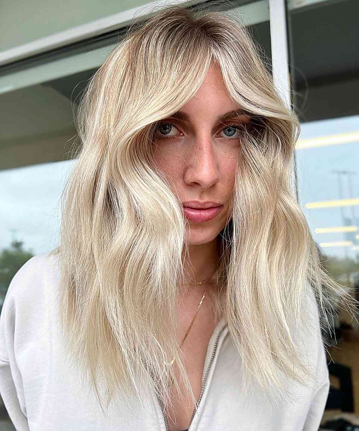 Face-Framing Bright Light Blonde Hair Color