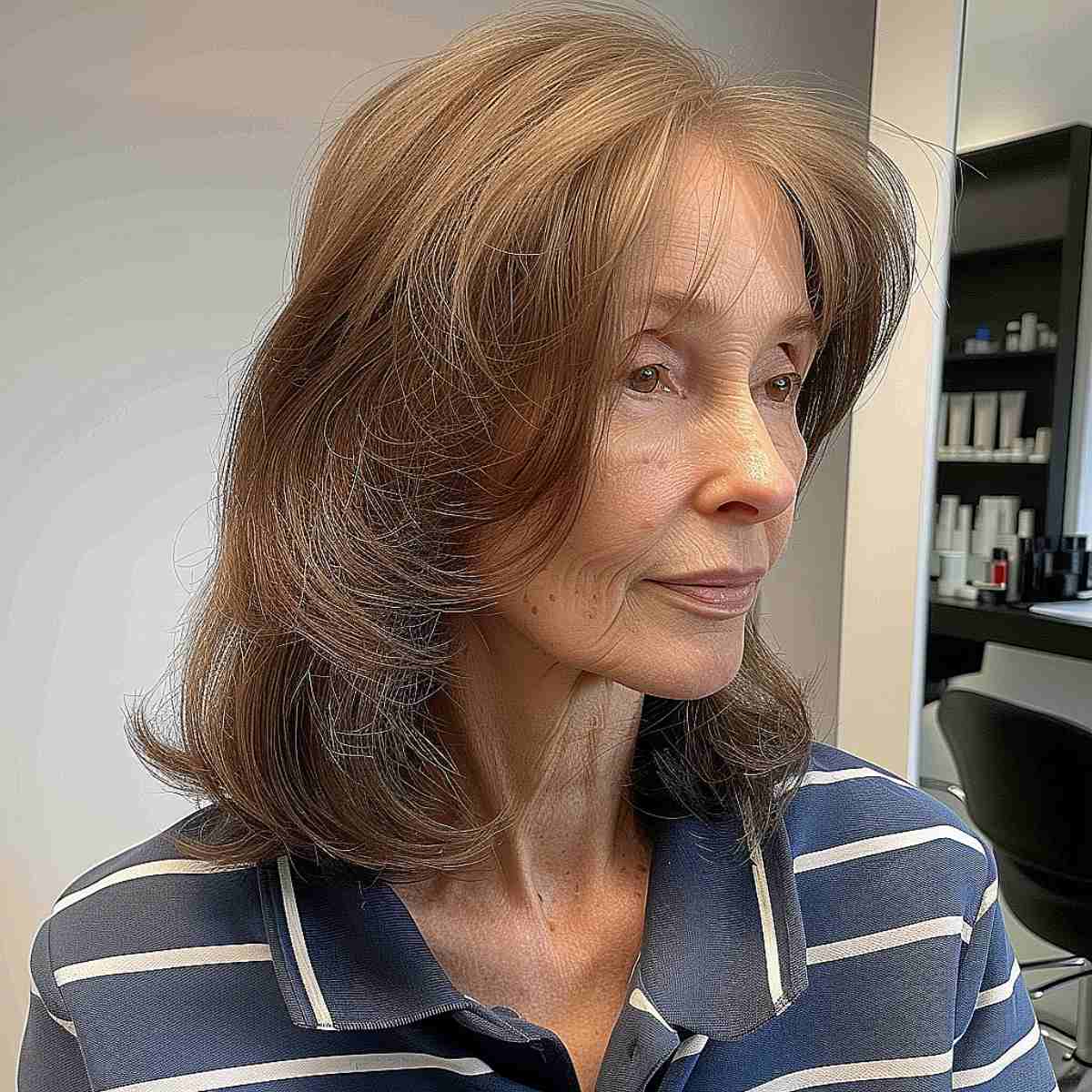 Face-Framing Choppy Layers for a Lady over 70