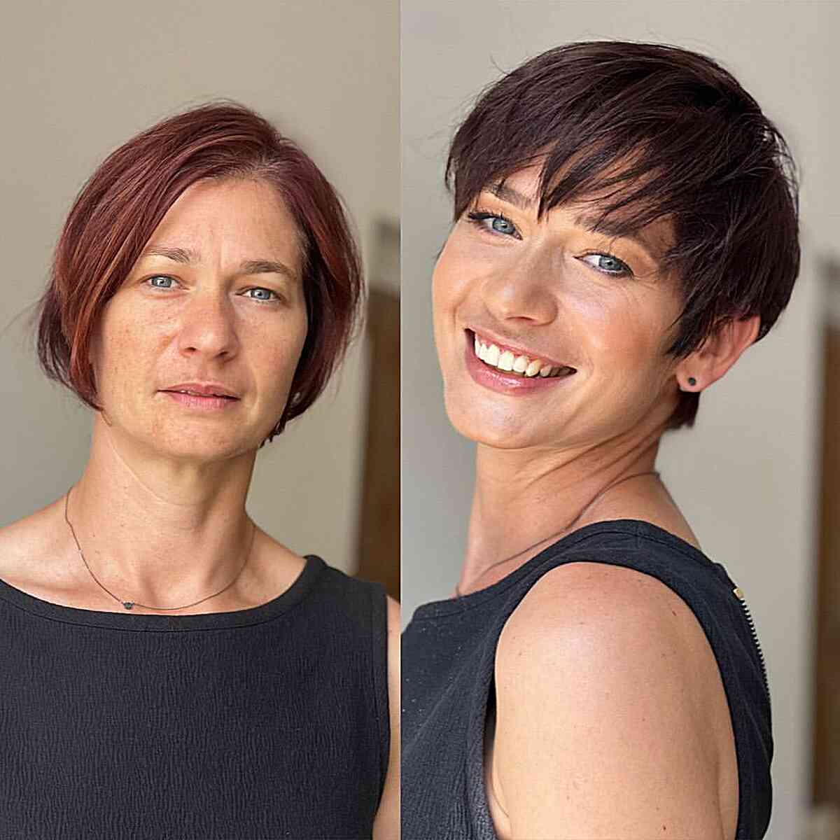 Face-Framing Fringe on a Pixie Cut for Ladies Aged 40