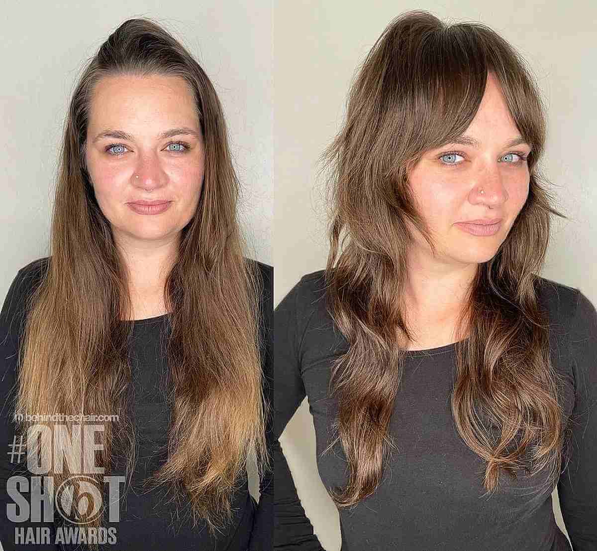 Face-Framing Layered Shag on Women Over 50 with Long Hair