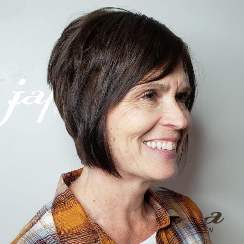 Face-Framing Layered haircut for women over 50 with fine hair
