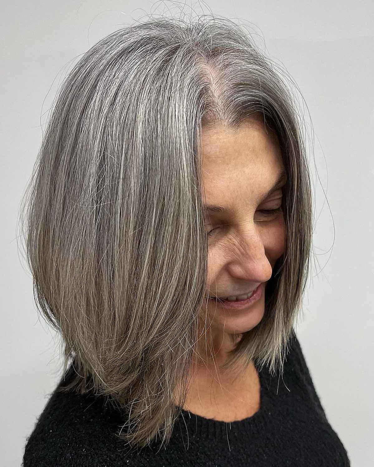Face-Framing Medium Bob on Grey Hair