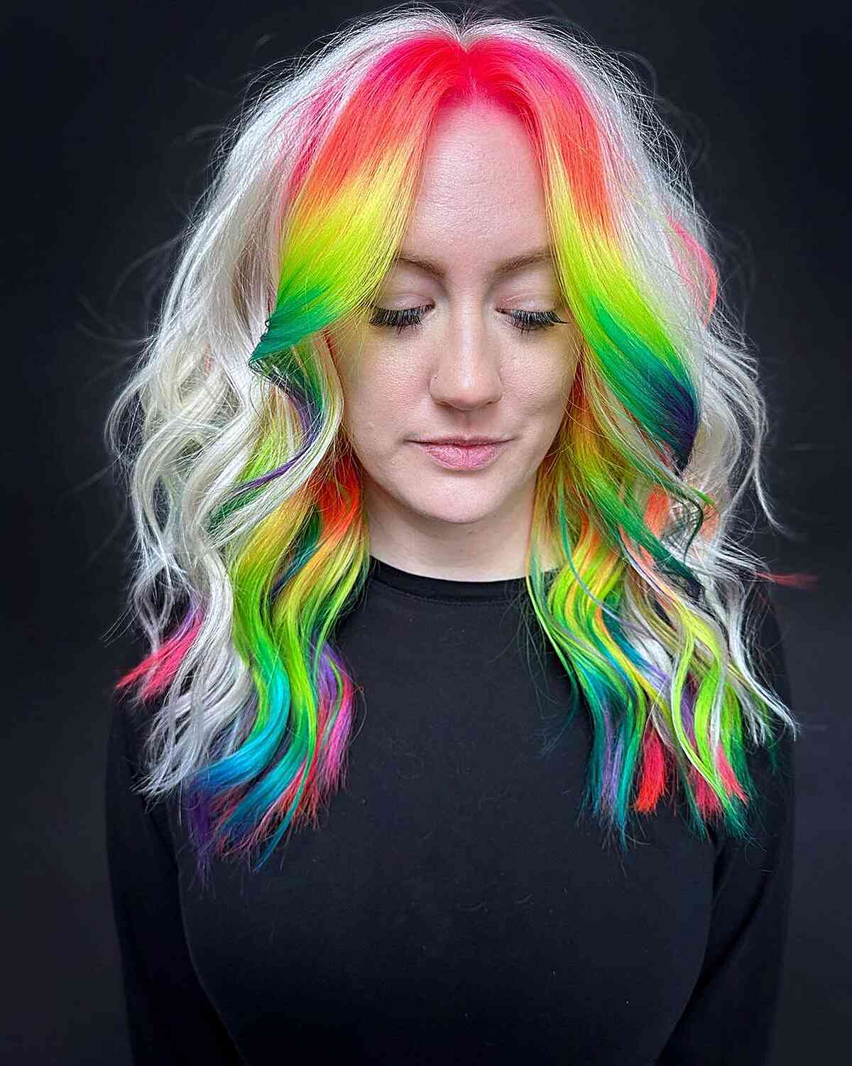 Face-Framing Rainbows on white blonde hair