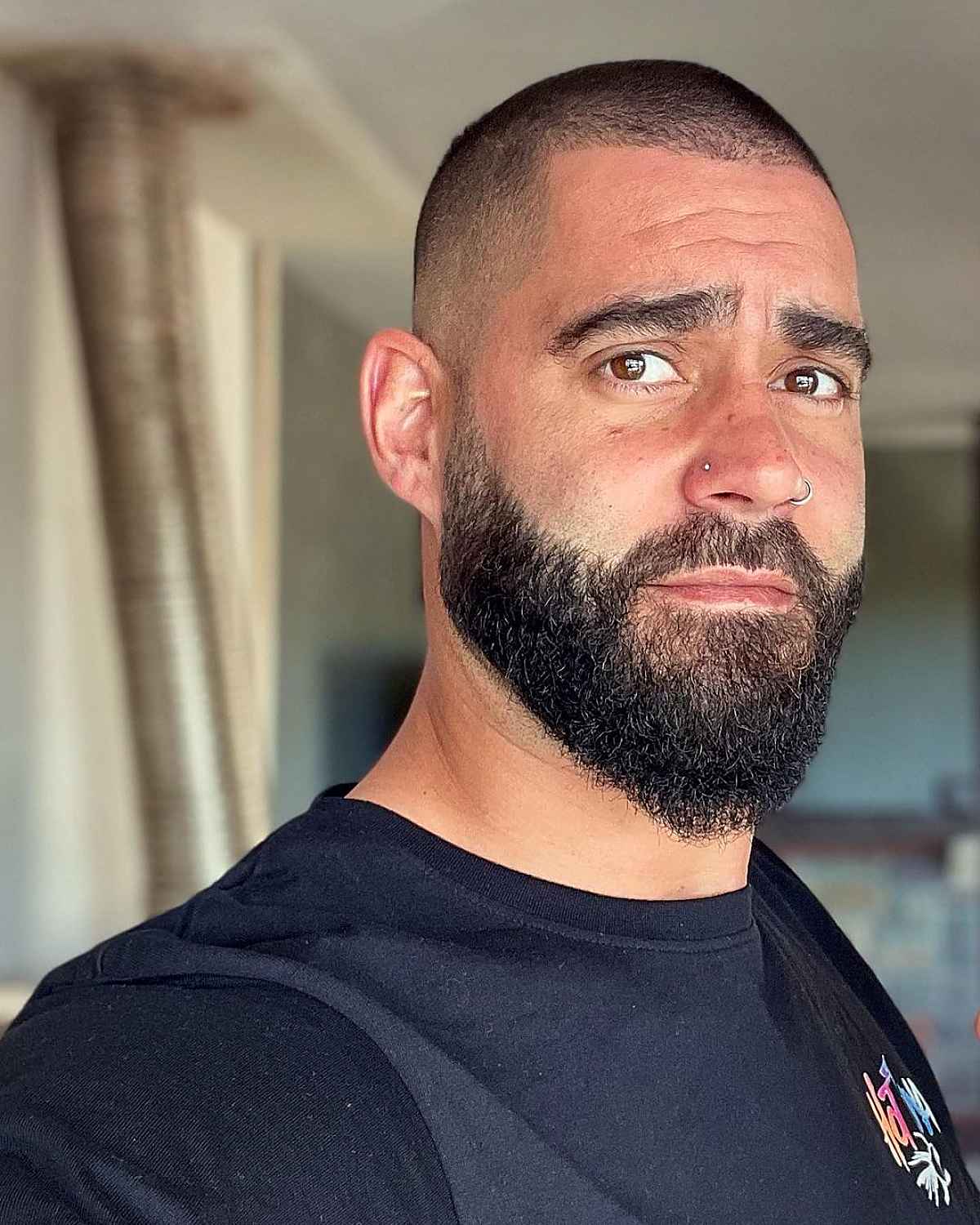 Faded buzz cut and beard for thick-haired men