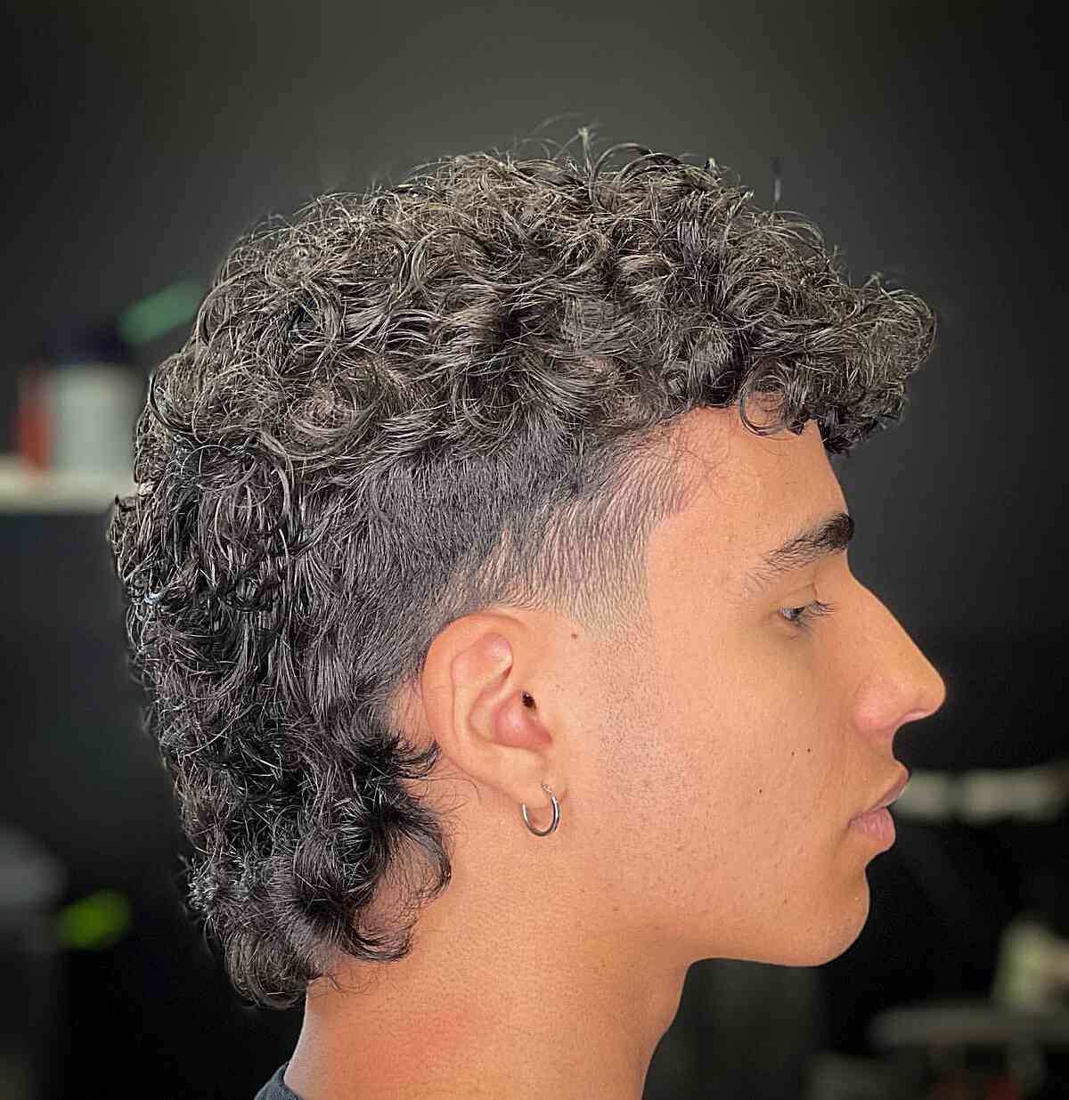 Faded Medium-Length Curly Hair for Guys