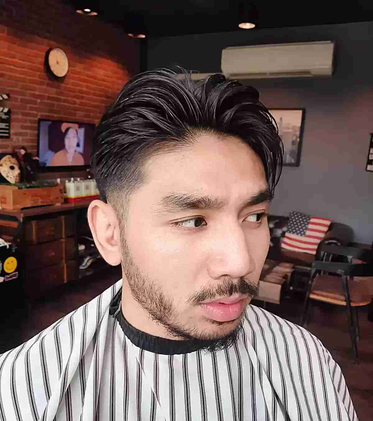 Faded Slicked Back Style for Guy's Two Block Cut