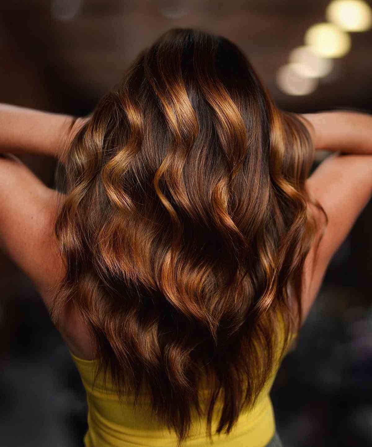 Fall-Inspired Caramel Balayage on Dark Brown Hair