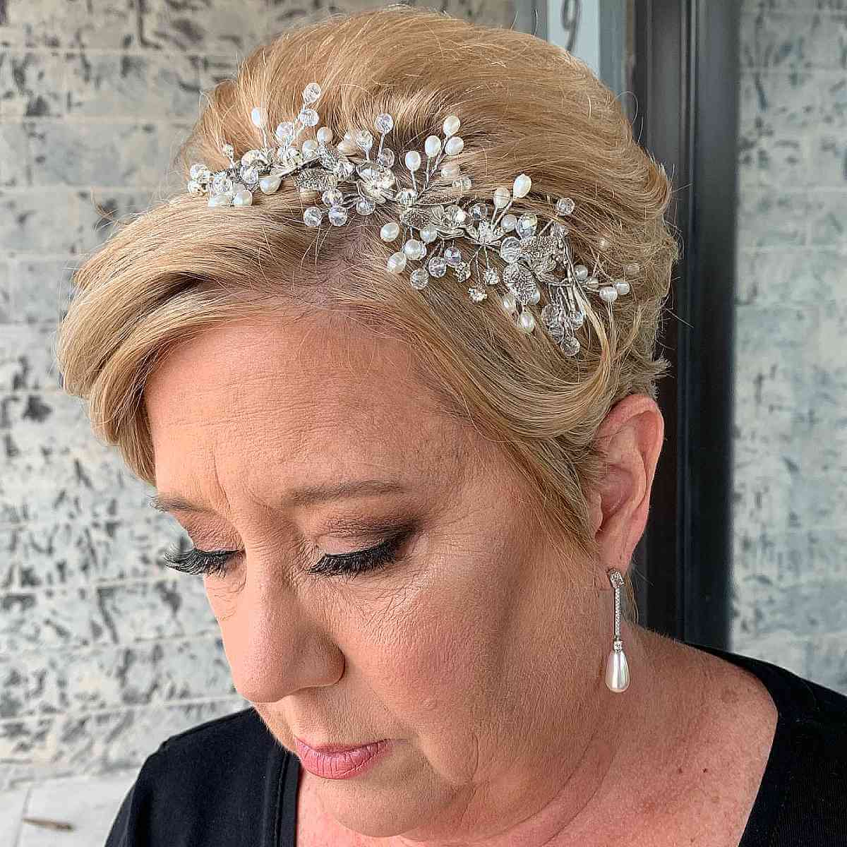 Fancy Layered Updo for Short Wedding Hair