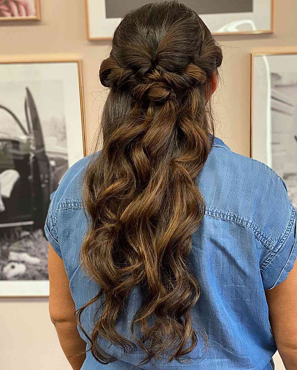 Fancy Twisted Half-Updo with Long Waves