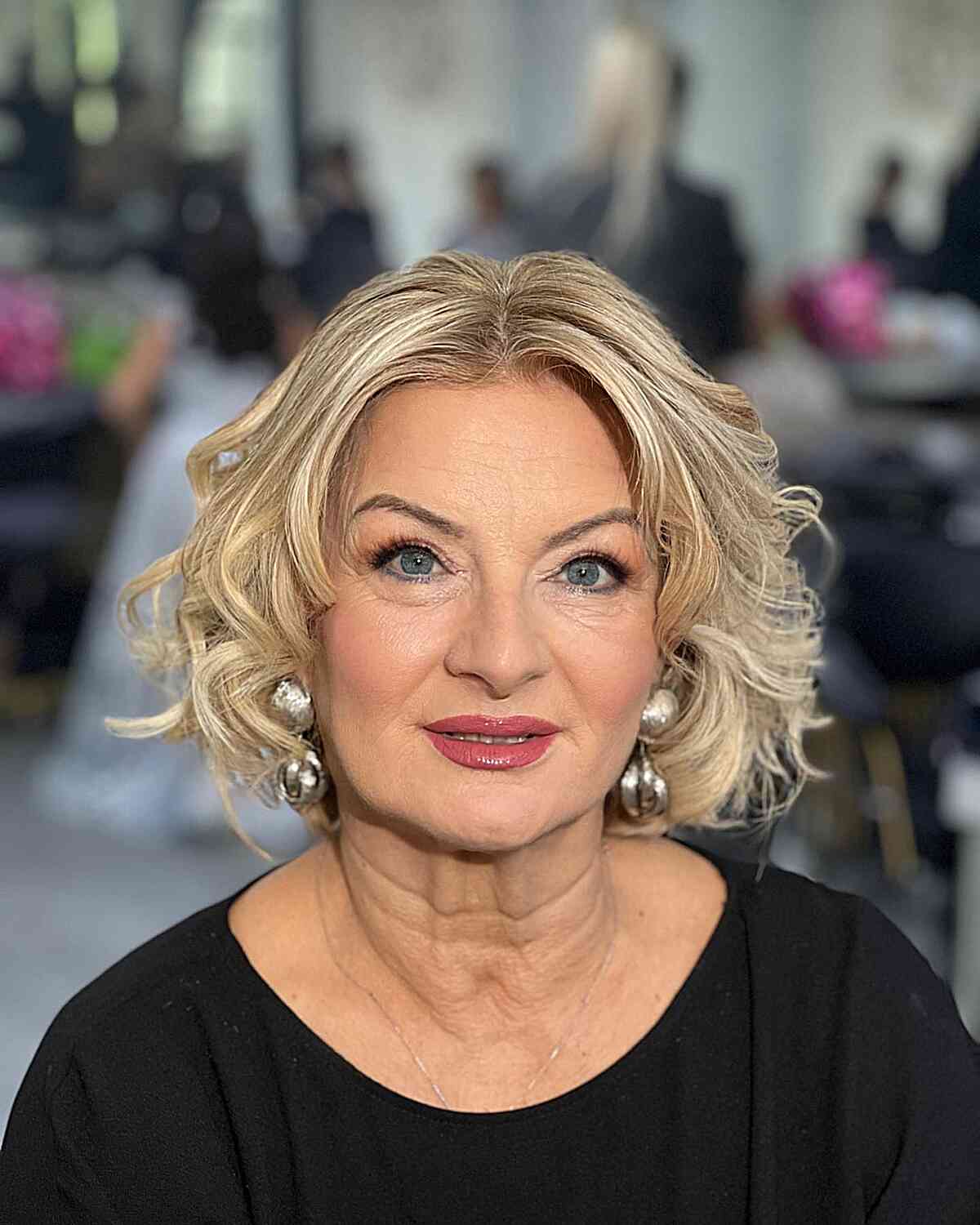 Fashionable Bob with Curled Ends for 60-Year-Old Women