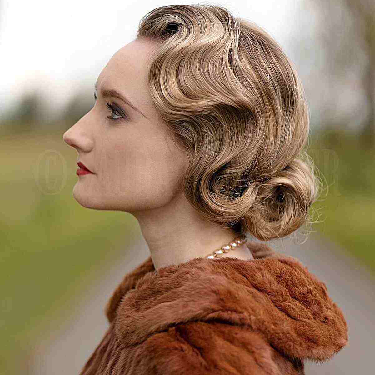Short Faux Bob with Finger Waves for Vintage Wedding Attendees