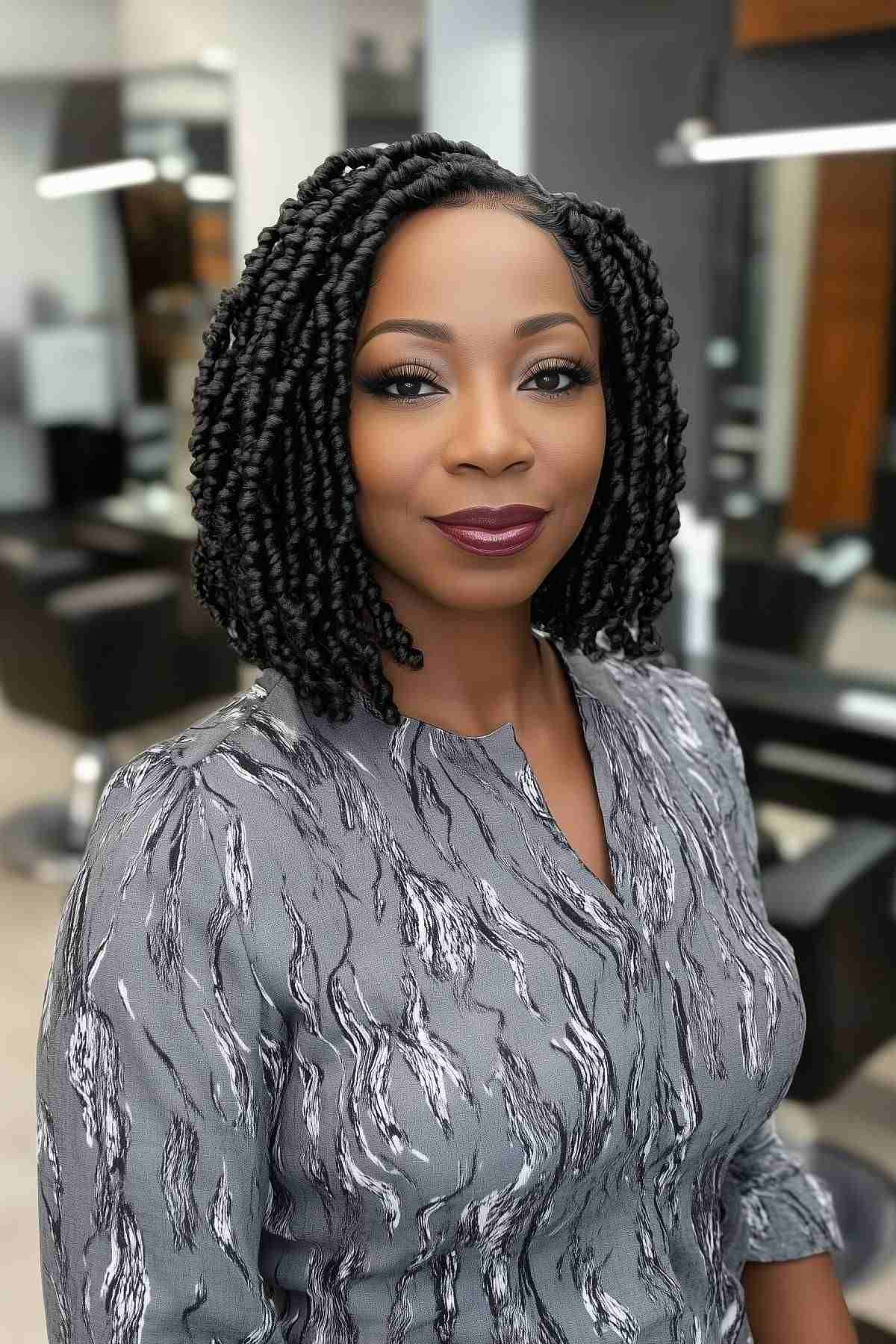 Faux locs bob hairstyles with tight, uniform locs for a polished, protective style