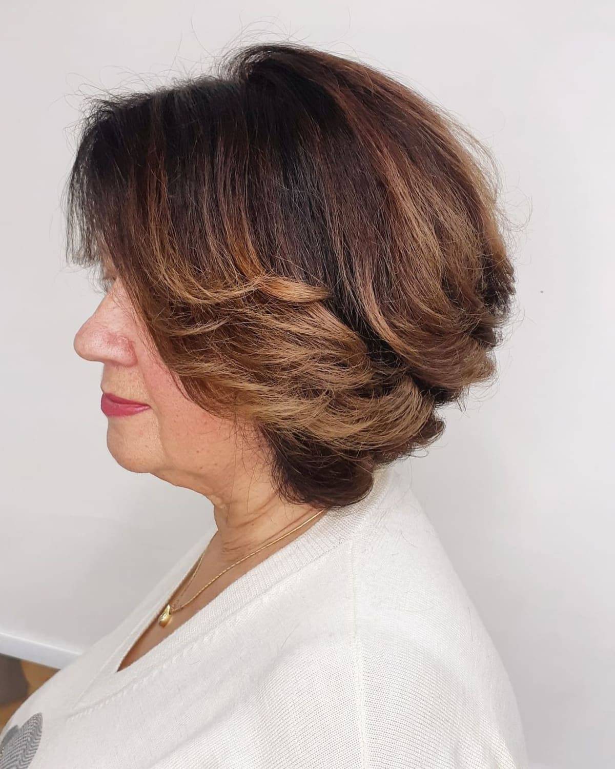 Feathered Bob Cut for Women Over 40