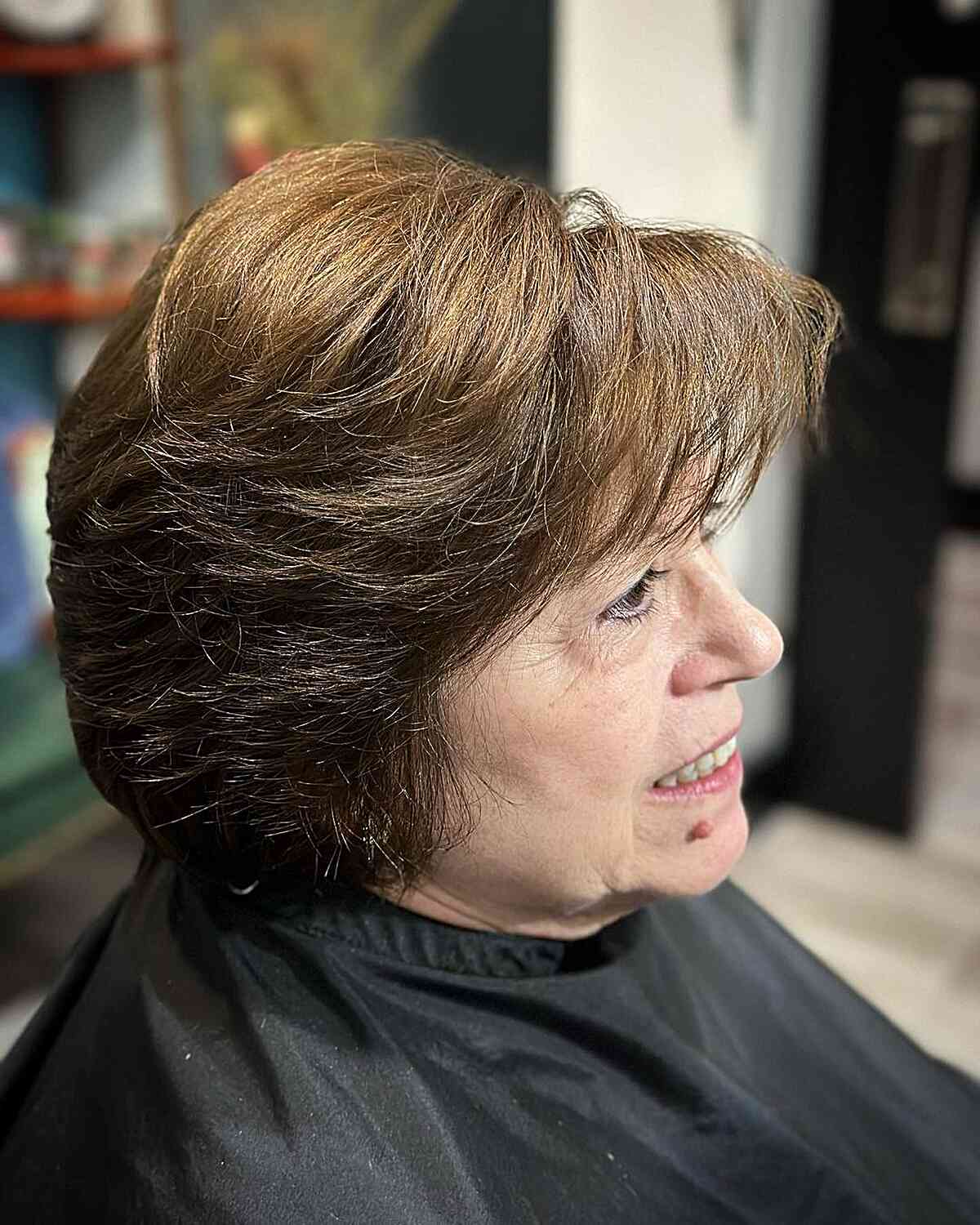 Feathered Bob Hairstyle for Old Women