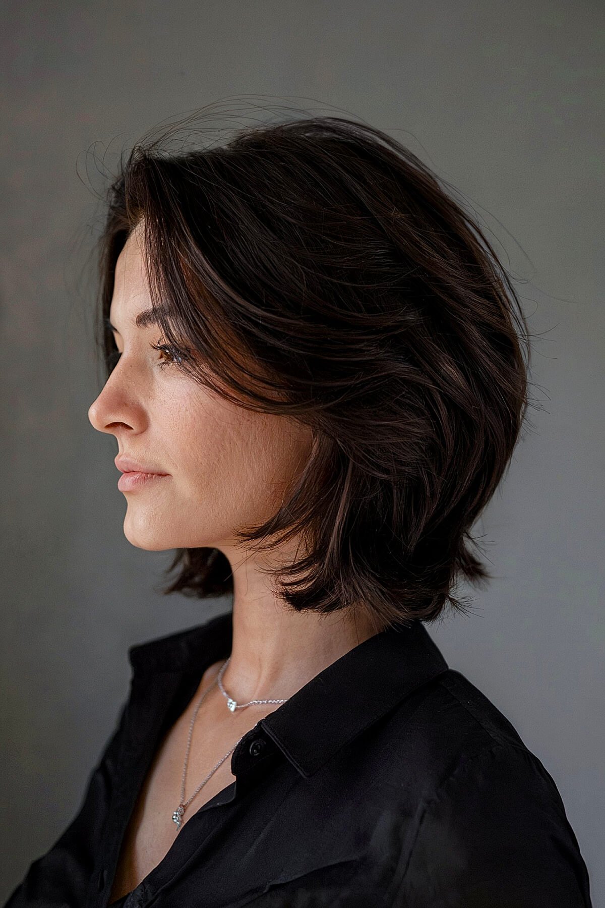 Feathered bob hairstyle for women over 30