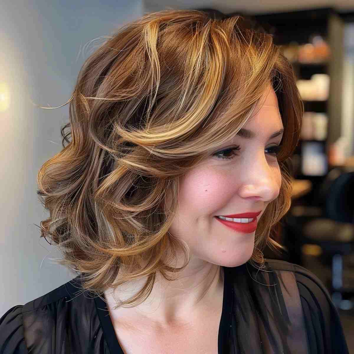 Feathered Bob with Side-Swept Feathered Bangs