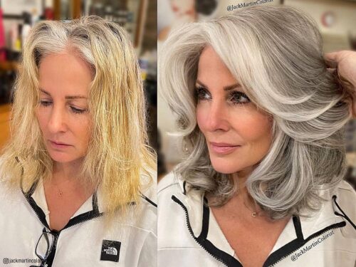 Feathered haircuts for older women