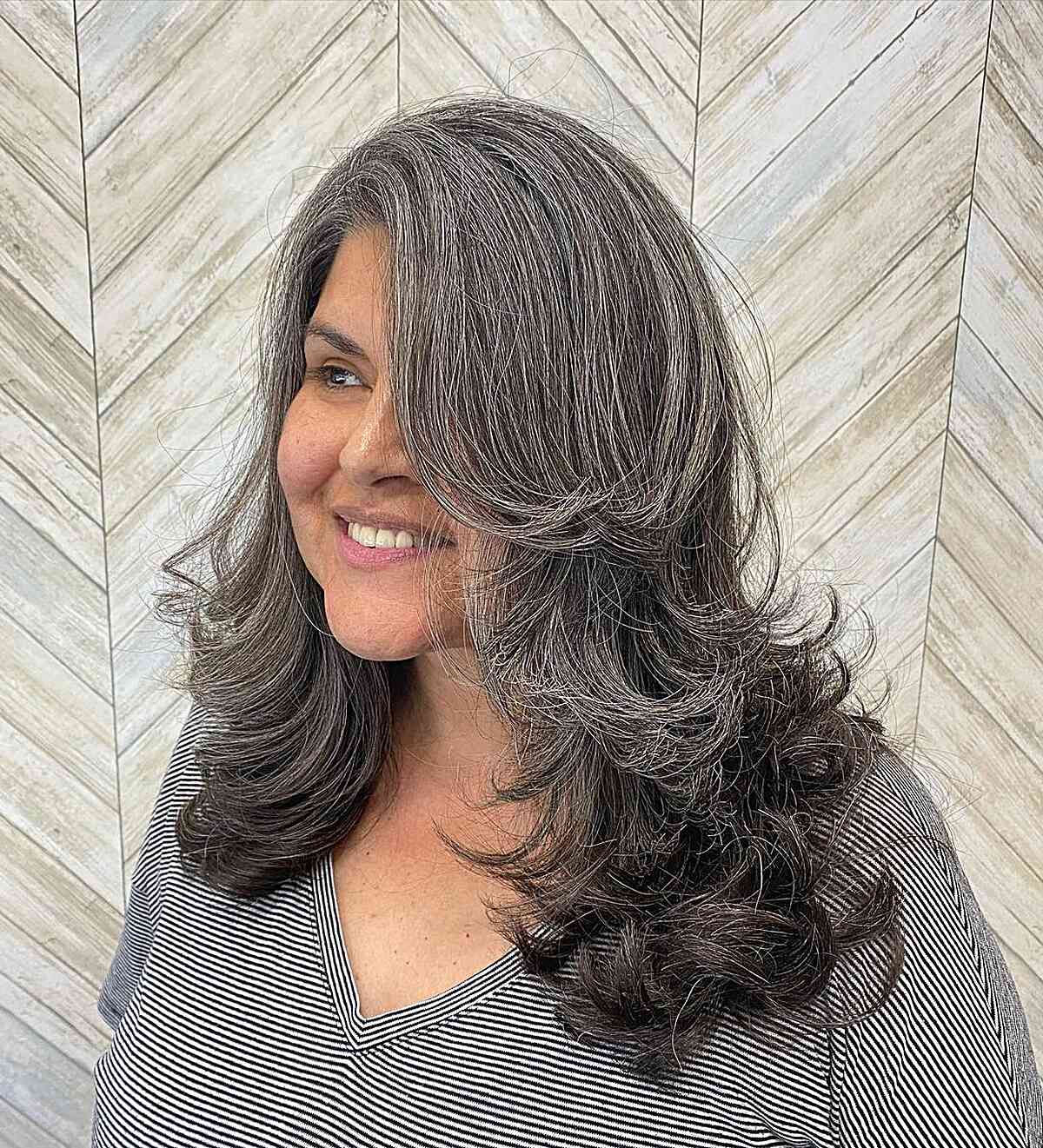 Feathered Long Hair for Older Ladies