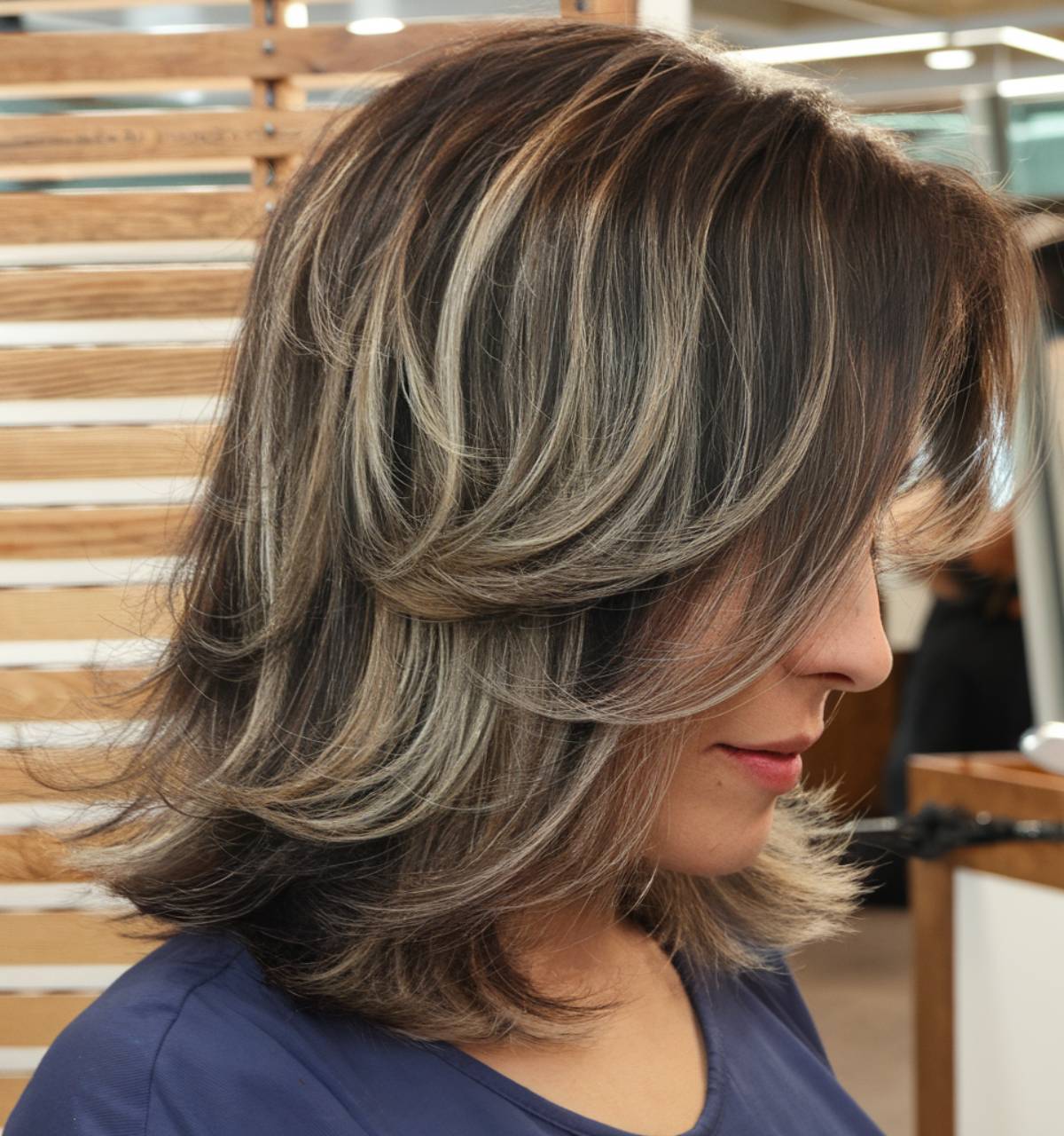 Feathered medium haircut for women over 30