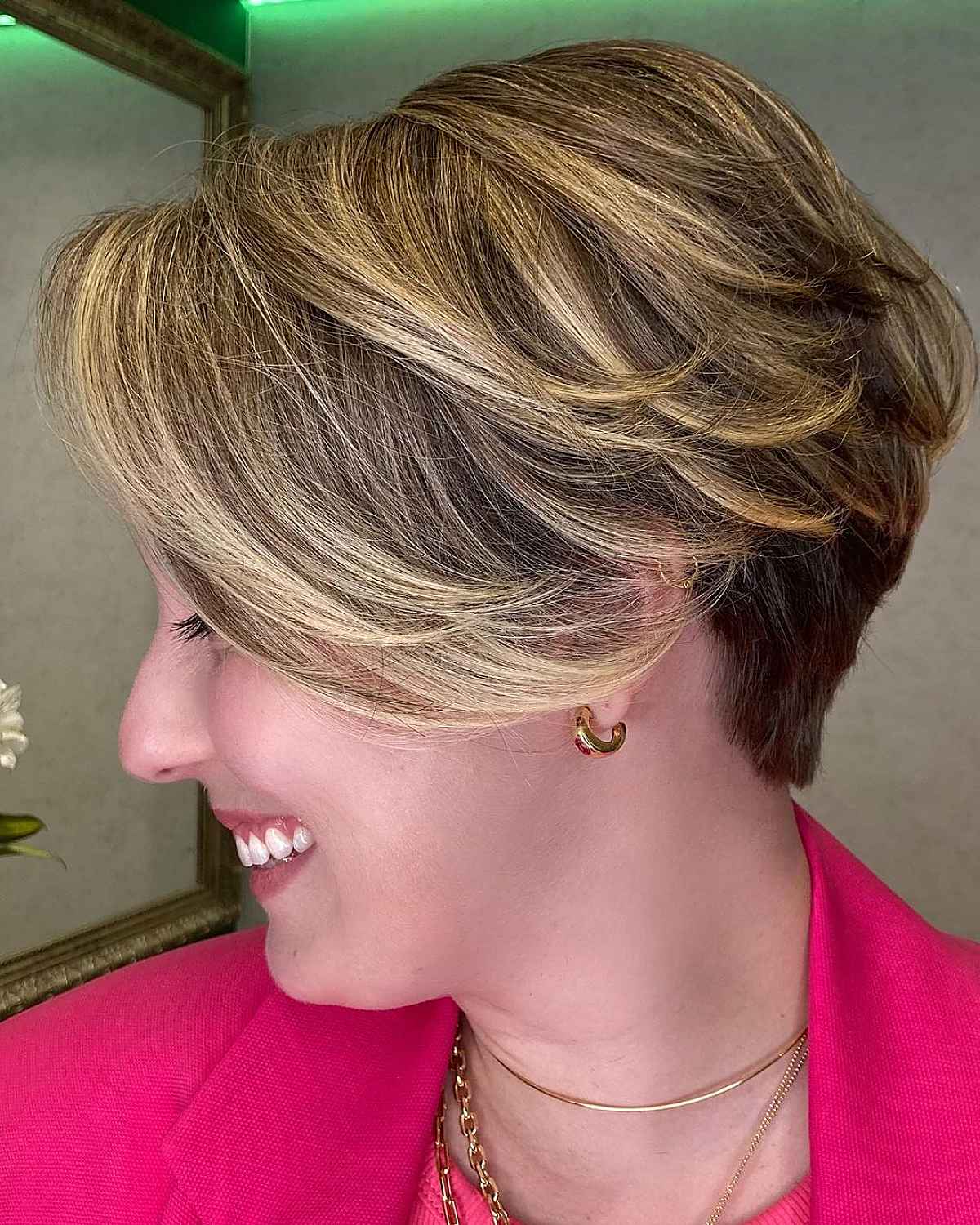 Feathered Pixie Bob with Balayage Highlights