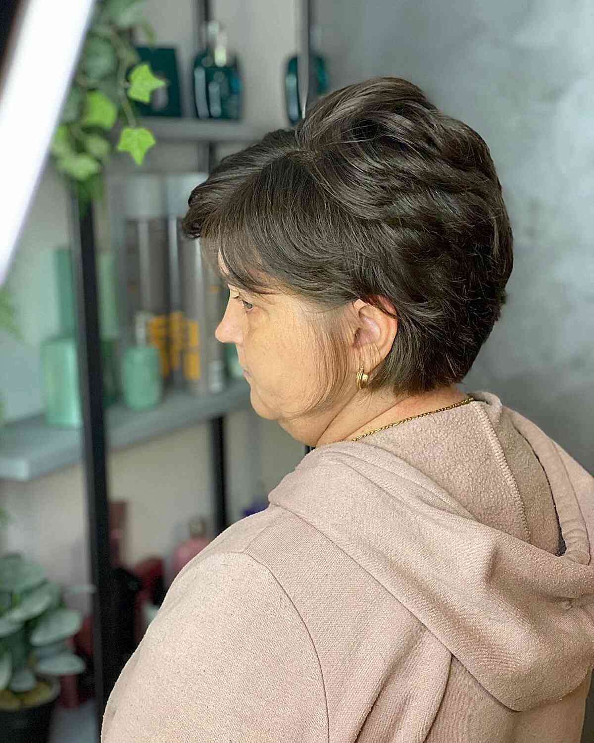 Feathered Pixie Cut with Crown Layers for Ladies Over 50