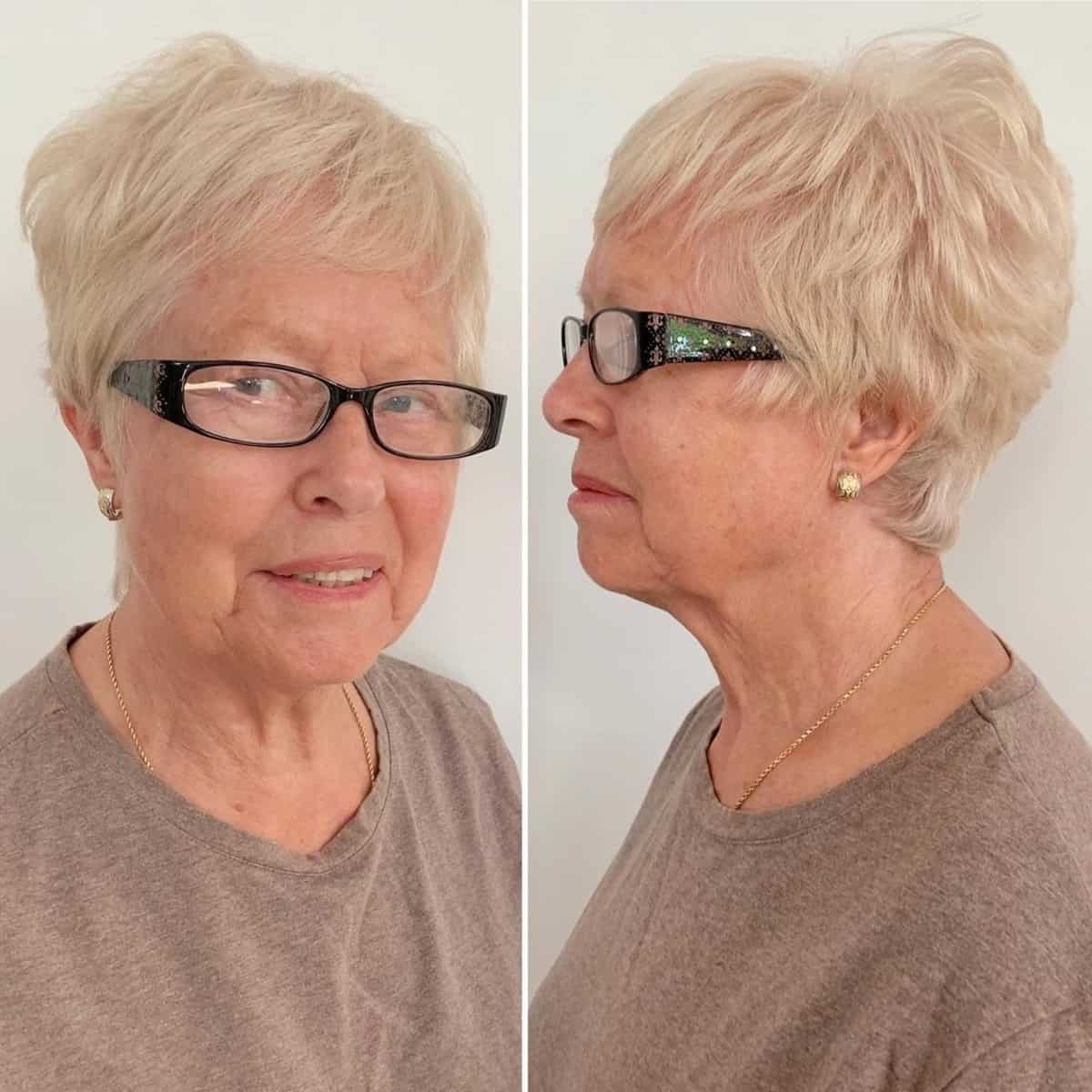 Feathered Pixie for Older Women with Glasses