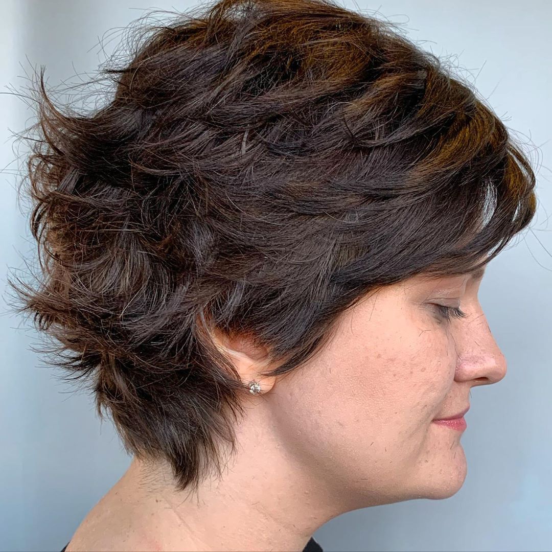 feathered pixie for women over 50 with fine hair