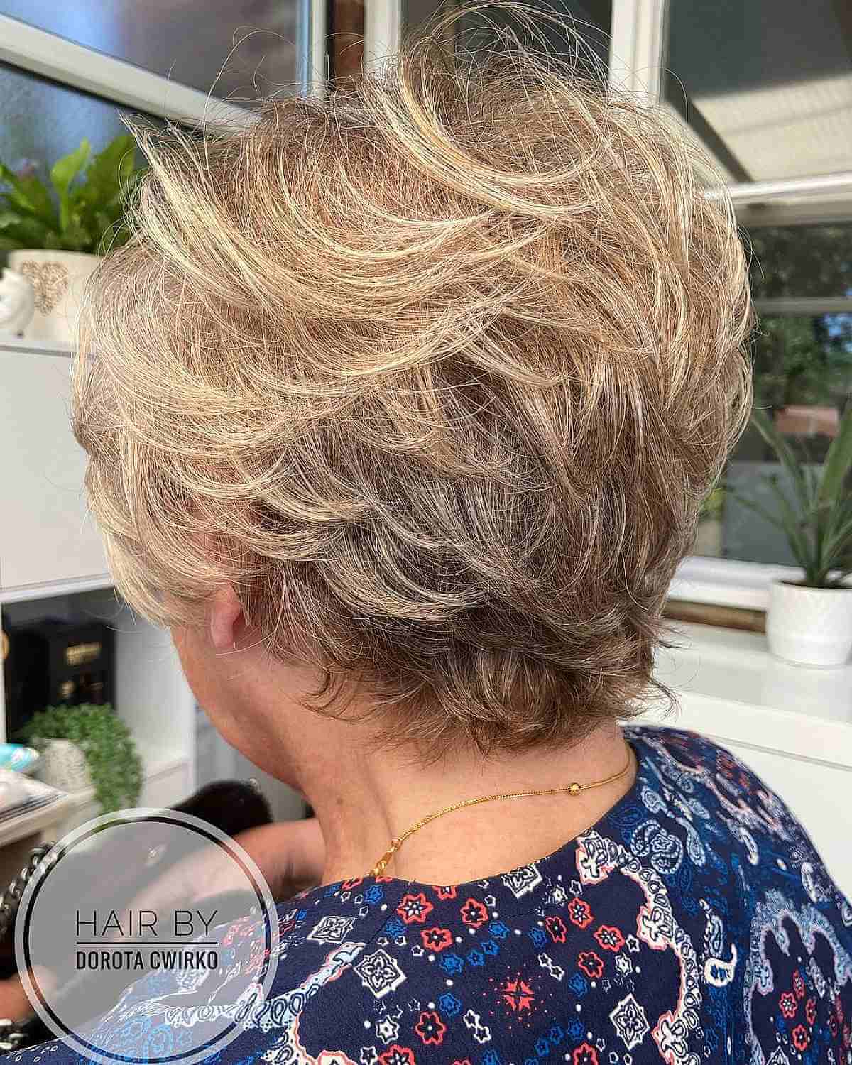 Feathered Pixie Hair with Balayage for Old Women